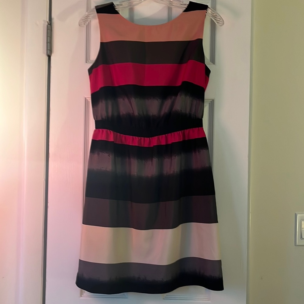 The Loft Black and Pink Stripe Dress